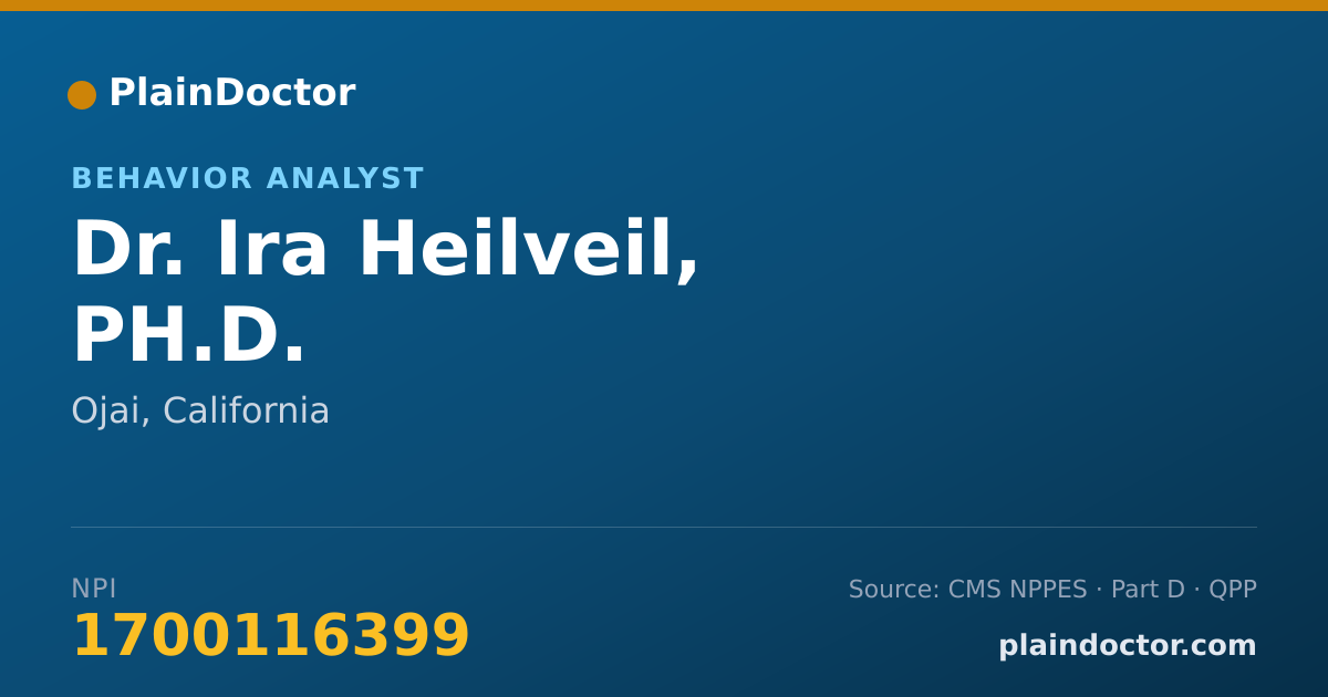 Shareable card for Ira Heilveil, PH.D. - Behavior Analyst, Ojai, CA