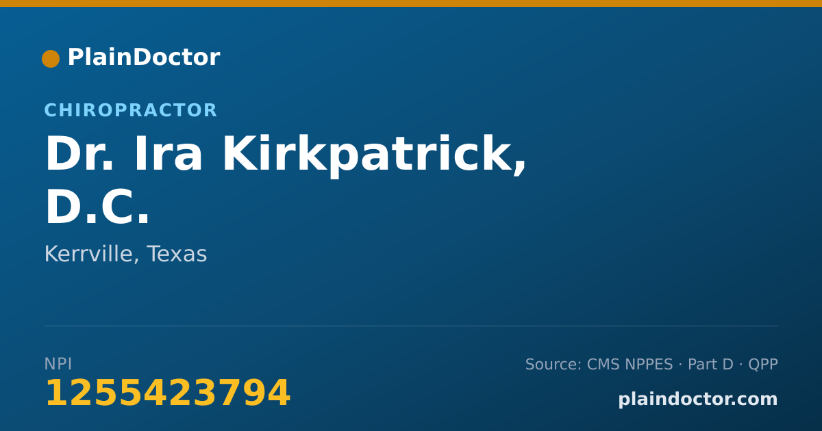 Shareable card for Ira Kirkpatrick, D.C. - Chiropractor, Kerrville, TX