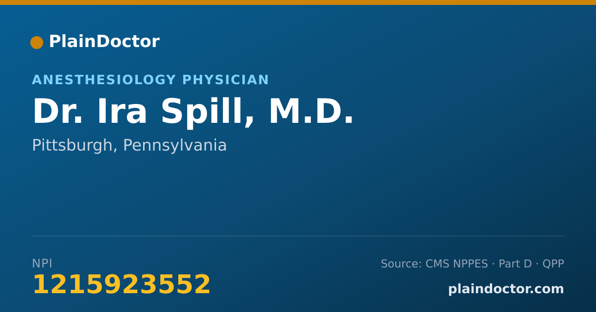 Shareable card for Ira Spill, M.D. - Anesthesiology Physician, Pittsburgh, PA