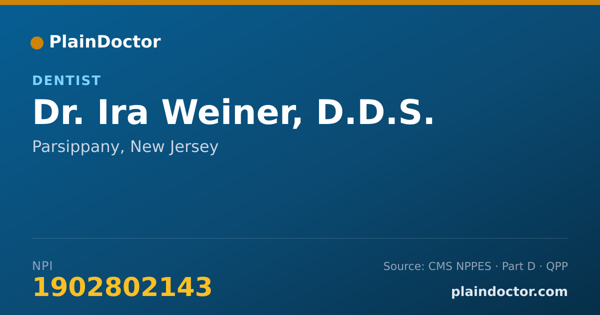 Shareable card for Ira Weiner, D.D.S. - Dentist, Parsippany, NJ