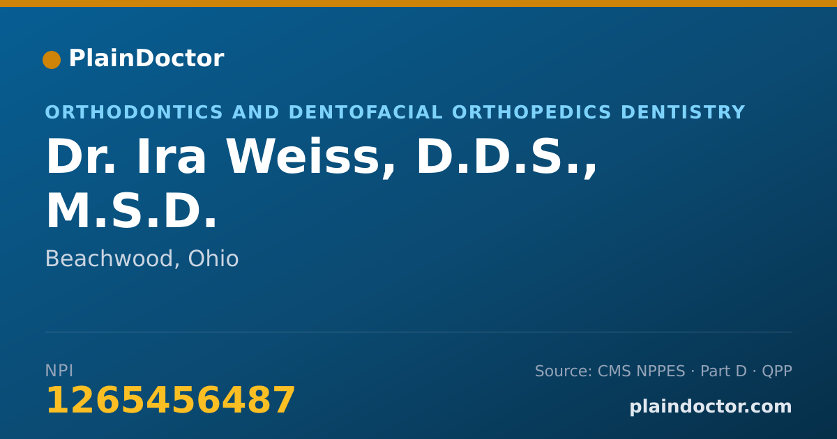 Shareable card for Ira Weiss, D.D.S., M.S.D. - Orthodontics and Dentofacial Orthopedics Dentistry, Beachwood, OH