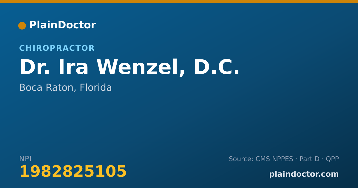 Shareable card for Ira Wenzel, D.C. - Chiropractor, Boca Raton, FL