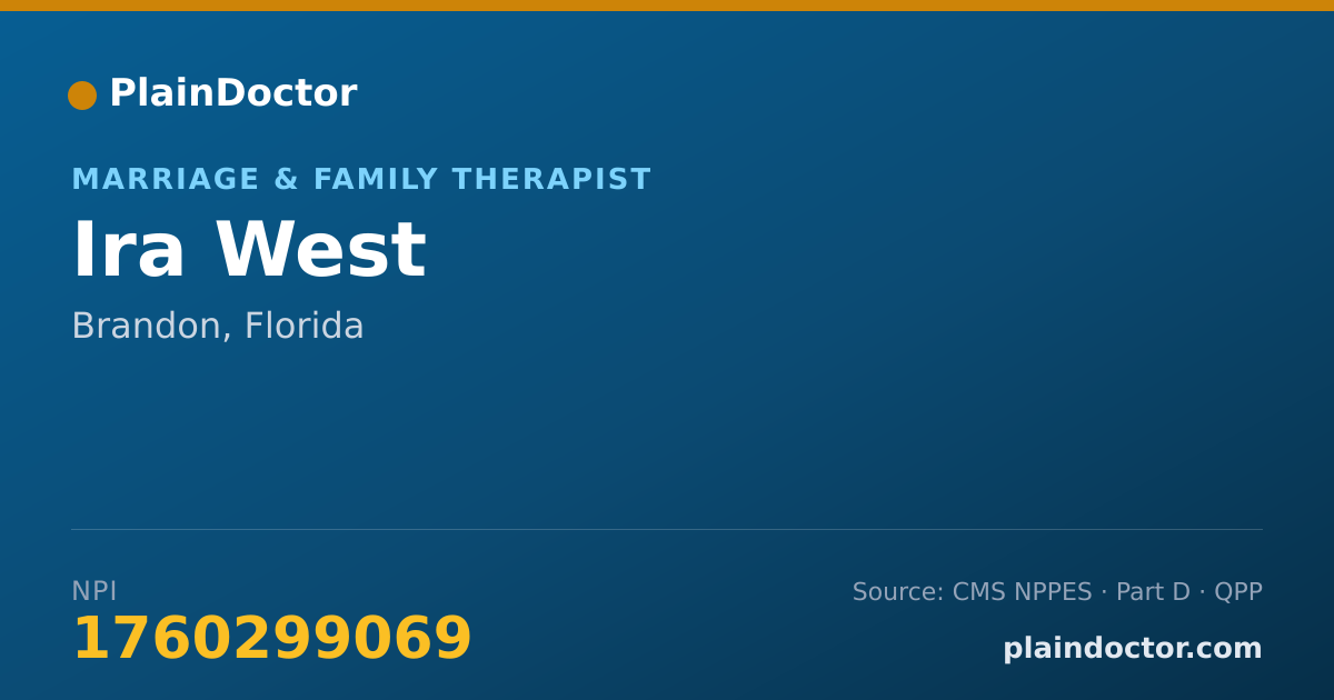 Shareable card for Ira West - Marriage & Family Therapist, Brandon, FL