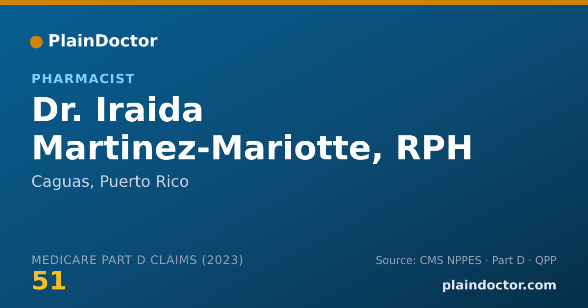 Shareable card for Iraida Martinez-Mariotte, RPH - Pharmacist, Caguas, PR