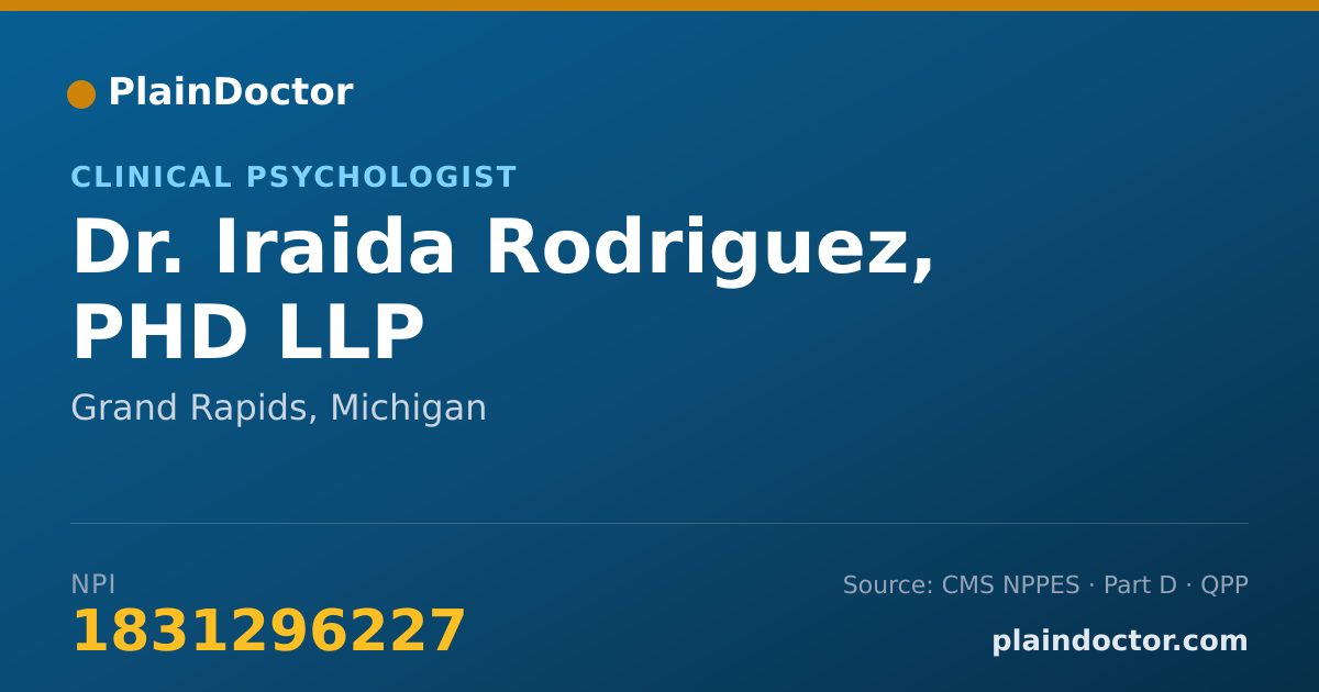 Shareable card for Iraida Rodriguez, PHD LLP - Clinical Psychologist, Grand Rapids, MI