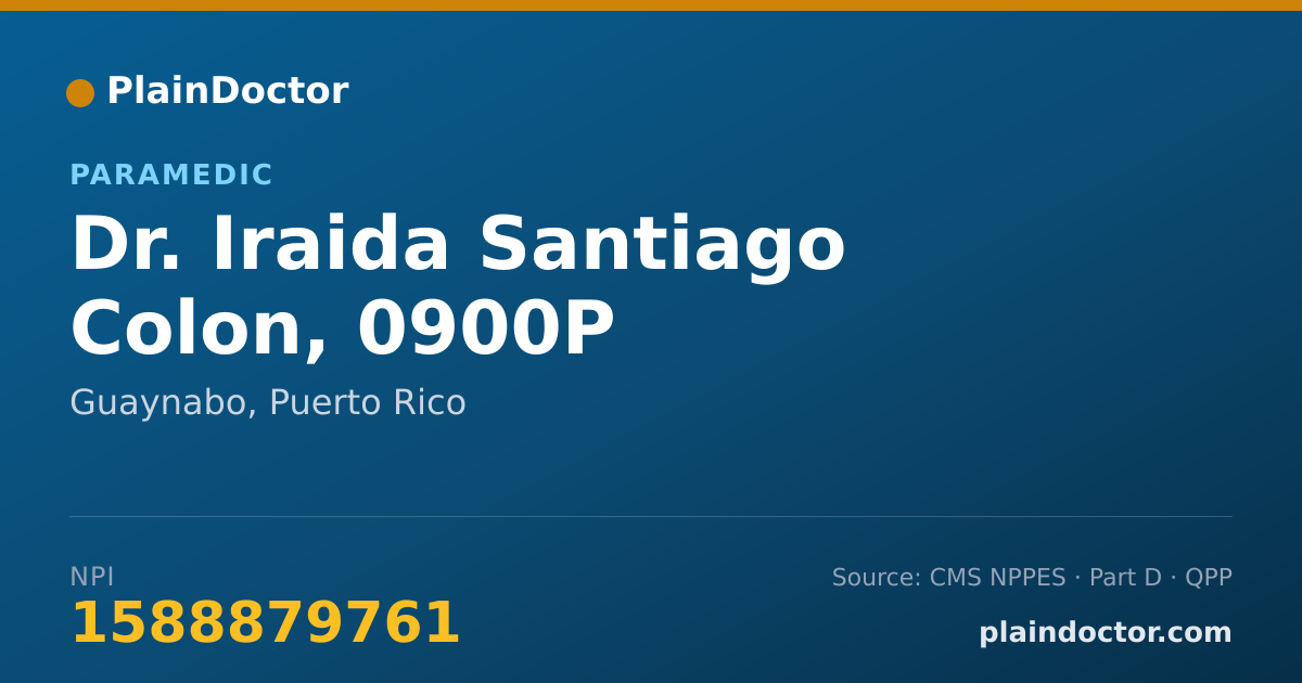 Shareable card for Iraida Santiago Colon, 0900P - Paramedic, Guaynabo, PR