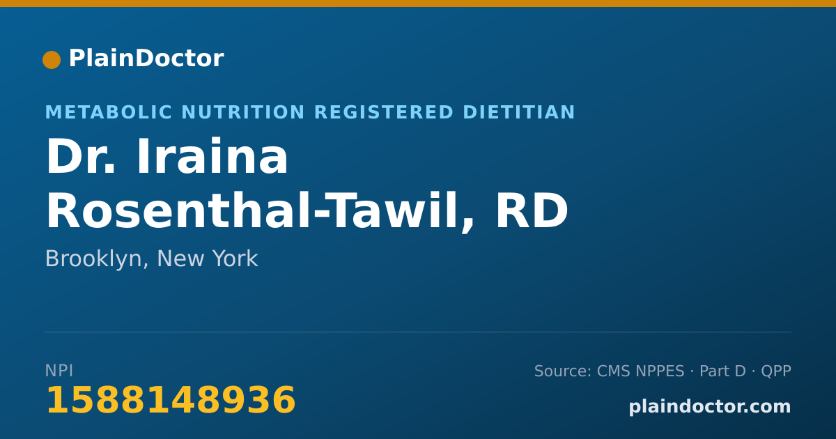 Shareable card for Iraina Rosenthal-Tawil, RD - Metabolic Nutrition Registered Dietitian, Brooklyn, NY