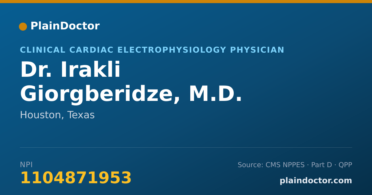 Shareable card for Irakli Giorgberidze, M.D. - Clinical Cardiac Electrophysiology Physician, Houston, TX