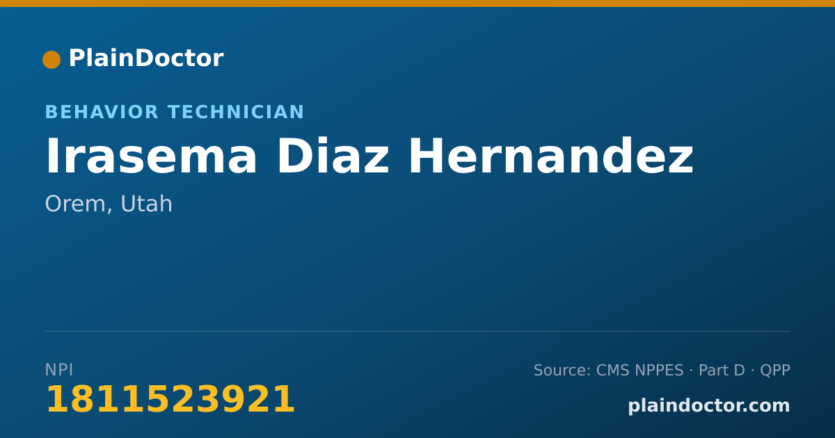 Shareable card for Irasema Diaz Hernandez - Behavior Technician, Orem, UT