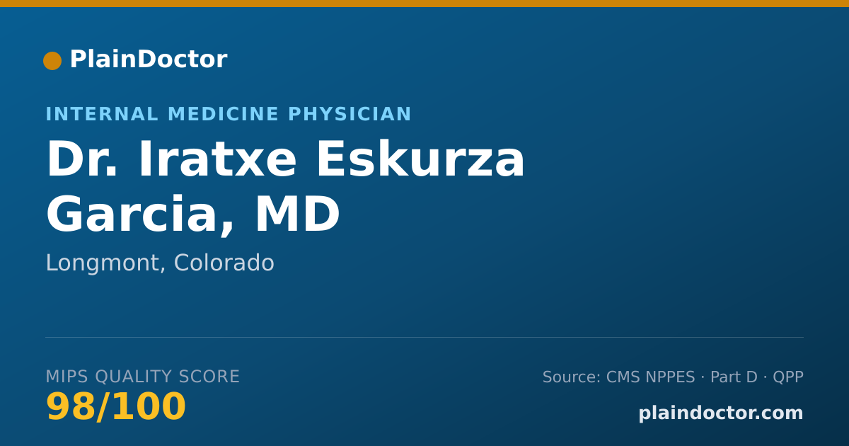 Shareable card for Iratxe Eskurza Garcia, MD - Internal Medicine Physician, Longmont, CO