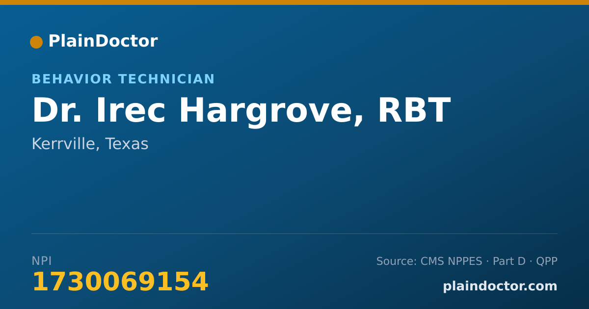 Shareable card for Irec Hargrove, RBT - Behavior Technician, Kerrville, TX