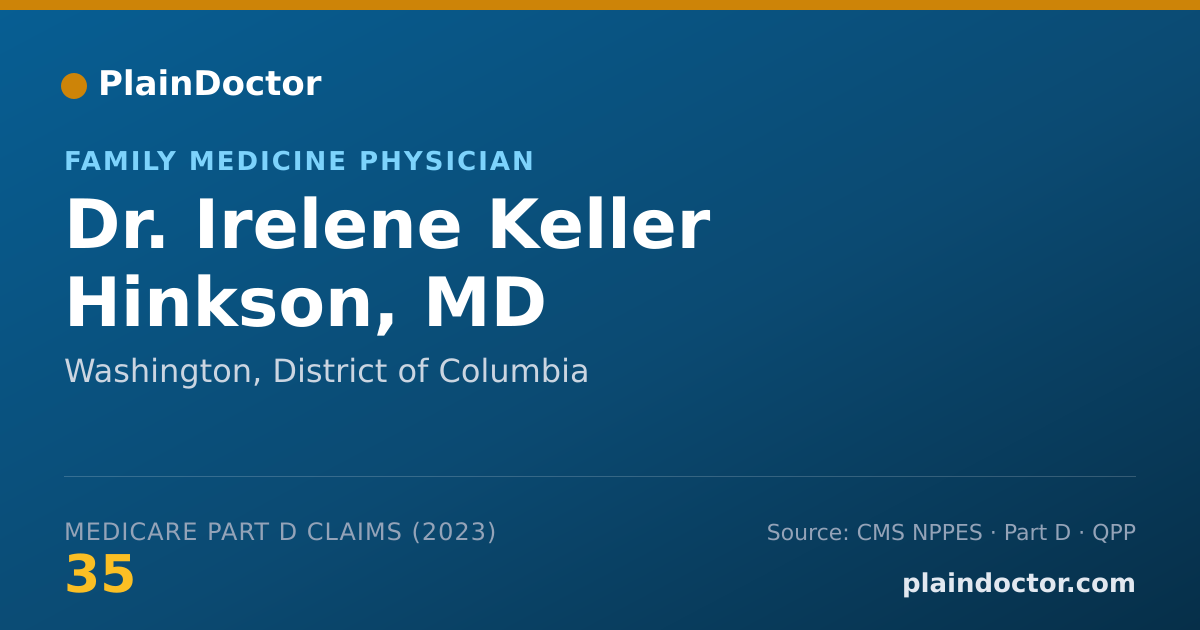 Shareable card for Irelene Keller Hinkson, MD - Family Medicine Physician, Washington, DC