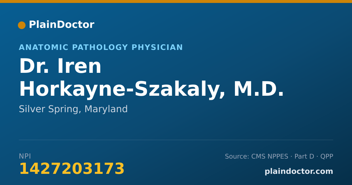 Shareable card for Iren Horkayne-Szakaly, M.D. - Anatomic Pathology Physician, Silver Spring, MD