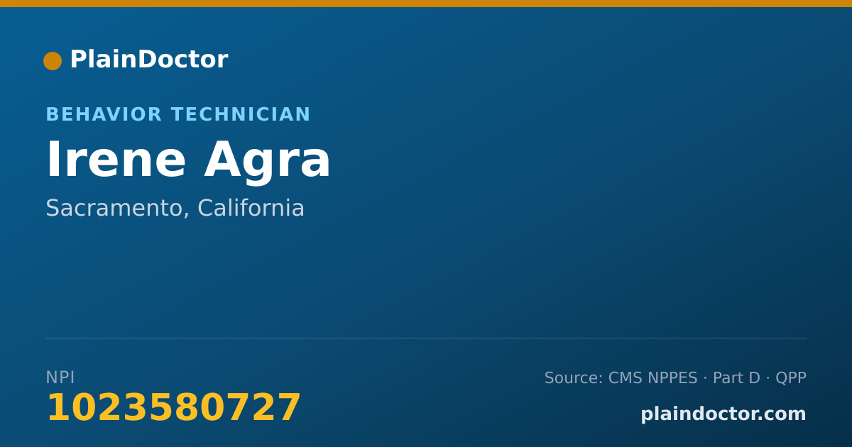 Shareable card for Irene Agra - Behavior Technician, Sacramento, CA