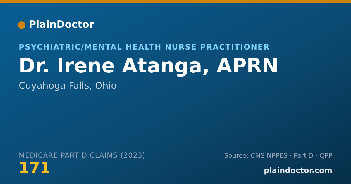 Shareable card for Irene Atanga, APRN - Psychiatric/Mental Health Nurse Practitioner, Cuyahoga Falls, OH