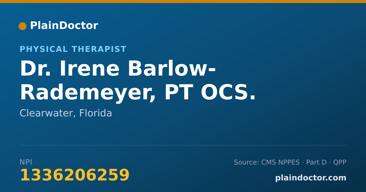 Shareable card for Irene Barlow- Rademeyer, PT OCS. - Physical Therapist, Clearwater, FL