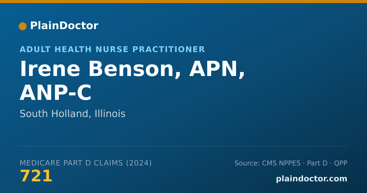 Shareable card for Irene Benson, APN, ANP-C - Adult Health Nurse Practitioner, South Holland, IL