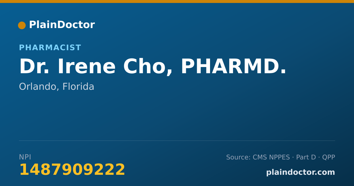 Shareable card for Irene Cho, PHARMD. - Pharmacist, Orlando, FL