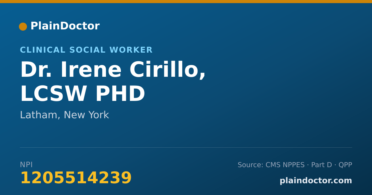 Shareable card for Irene Cirillo, LCSW PHD - Clinical Social Worker, Latham, NY