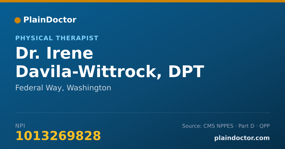 Shareable card for Irene Davila-Wittrock, DPT - Physical Therapist, Federal Way, WA