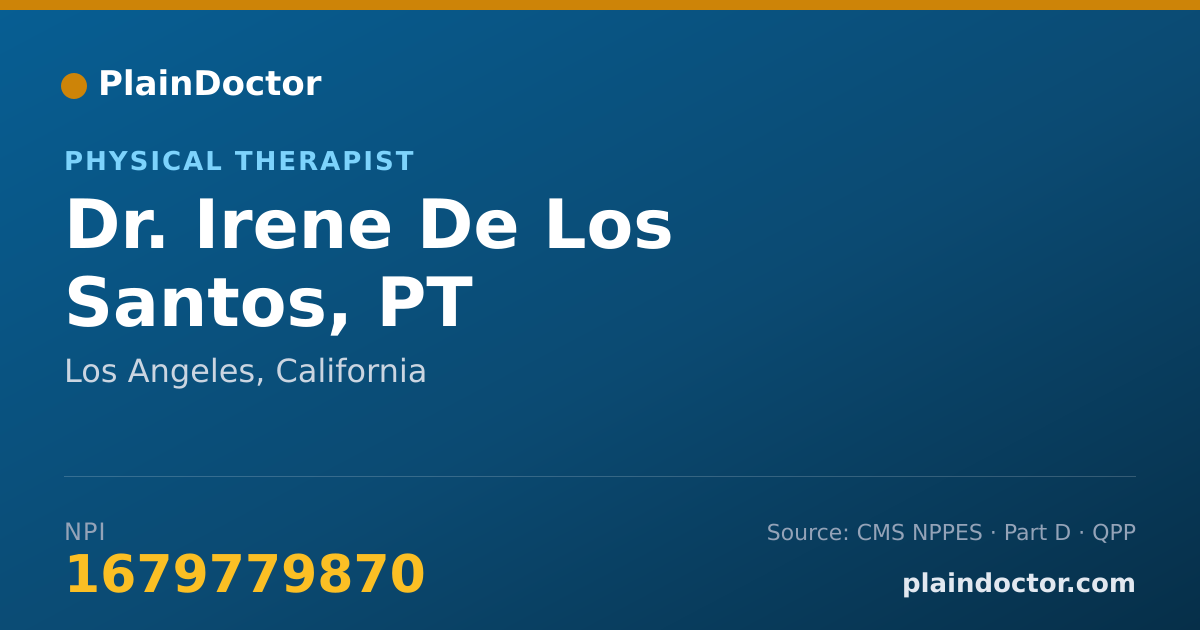 Shareable card for Irene De Los Santos, PT - Physical Therapist, Los Angeles, CA