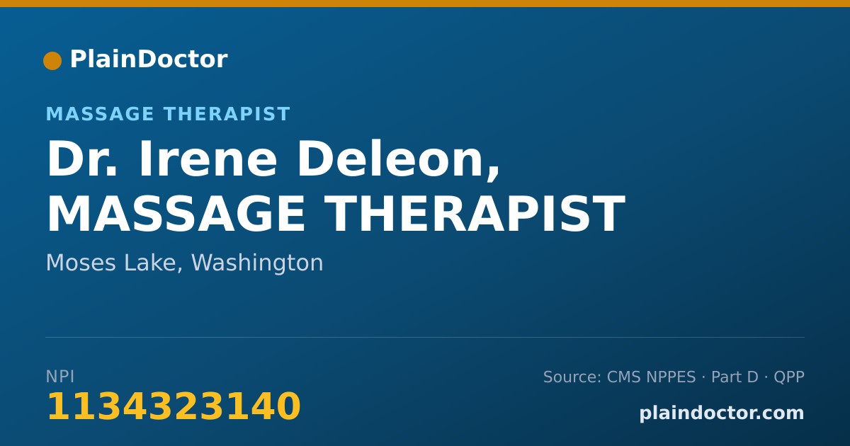 Shareable card for Irene Deleon, MASSAGE THERAPIST - Massage Therapist, Moses Lake, WA