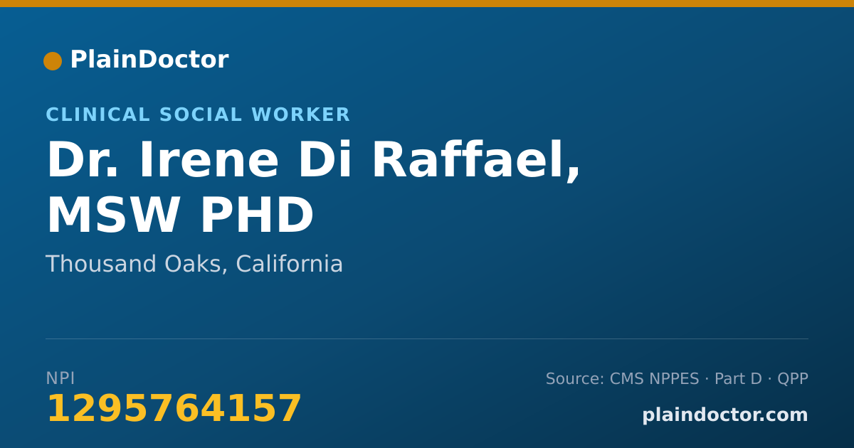Shareable card for Irene Di Raffael, MSW PHD - Clinical Social Worker, Thousand Oaks, CA