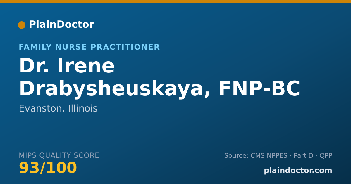 Shareable card for Irene Drabysheuskaya, FNP-BC - Family Nurse Practitioner, Evanston, IL