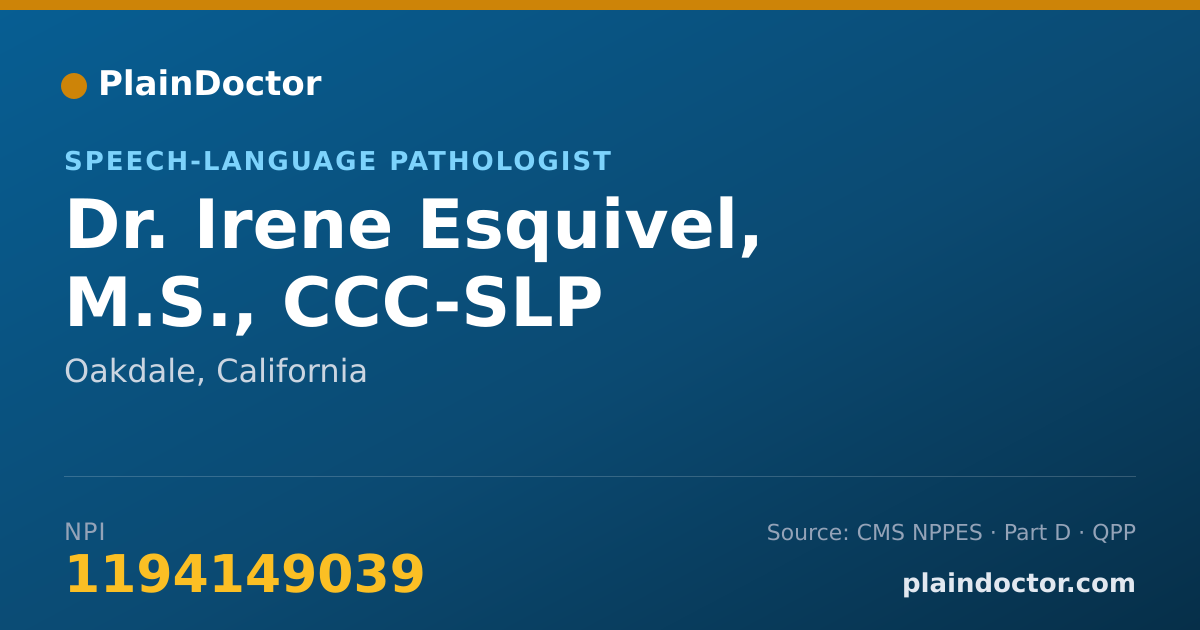 Shareable card for Irene Esquivel, M.S., CCC-SLP - Speech-Language Pathologist, Oakdale, CA