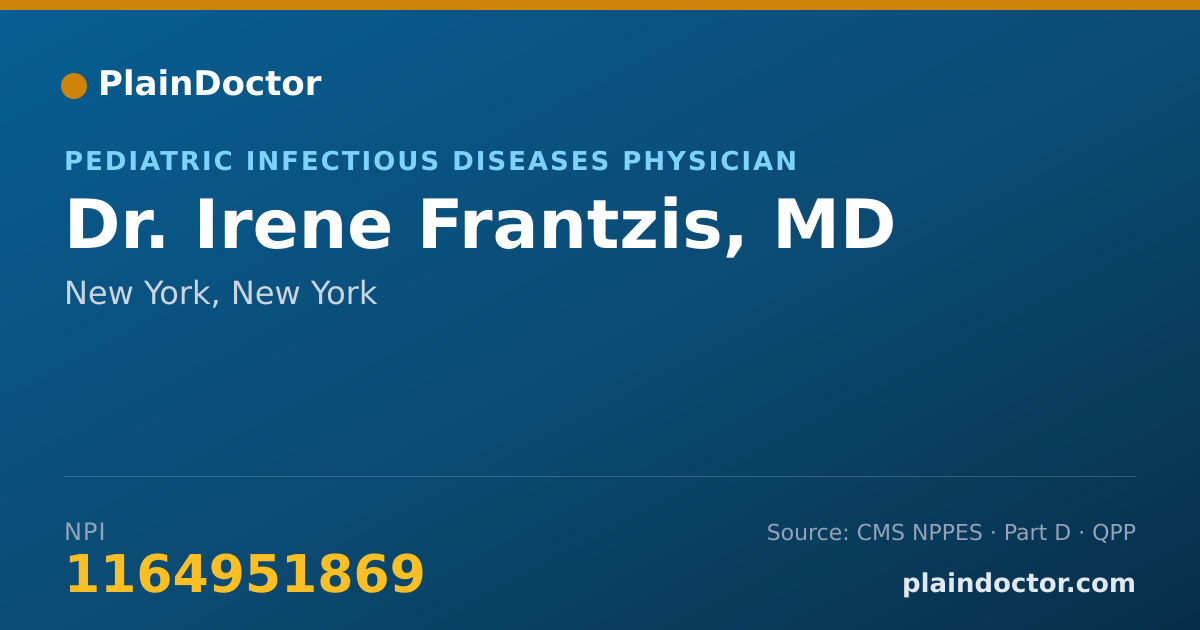 Shareable card for Irene Frantzis, MD - Pediatric Infectious Diseases Physician, New York, NY