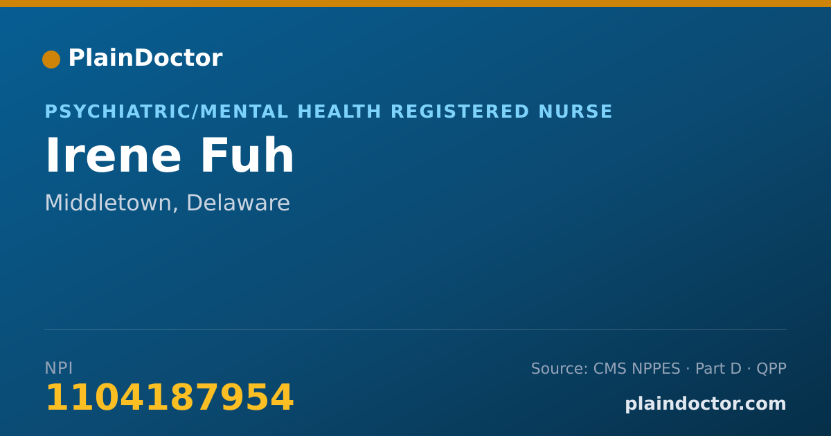 Shareable card for Irene Fuh - Psychiatric/Mental Health Registered Nurse, Middletown, DE