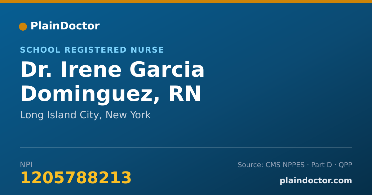 Shareable card for Irene Garcia Dominguez, RN - School Registered Nurse, Long Island City, NY