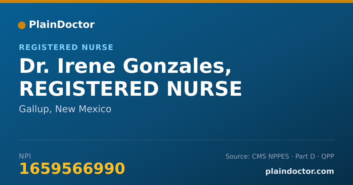Shareable card for Irene Gonzales, REGISTERED NURSE - Registered Nurse, Gallup, NM