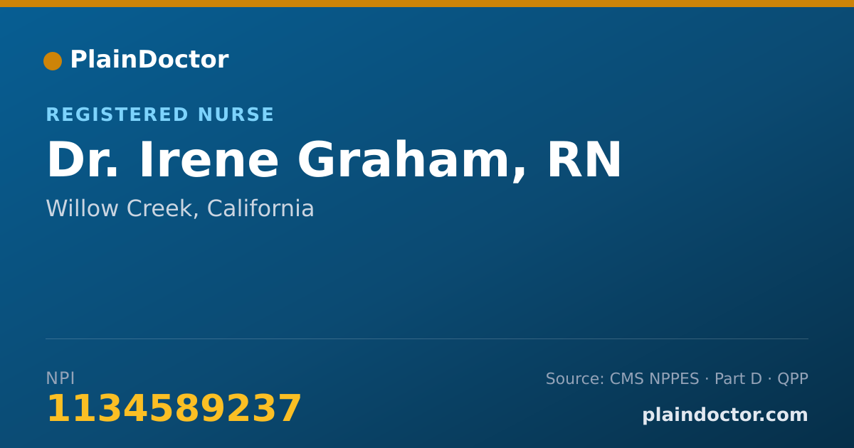 Shareable card for Irene Graham, RN - Registered Nurse, Willow Creek, CA