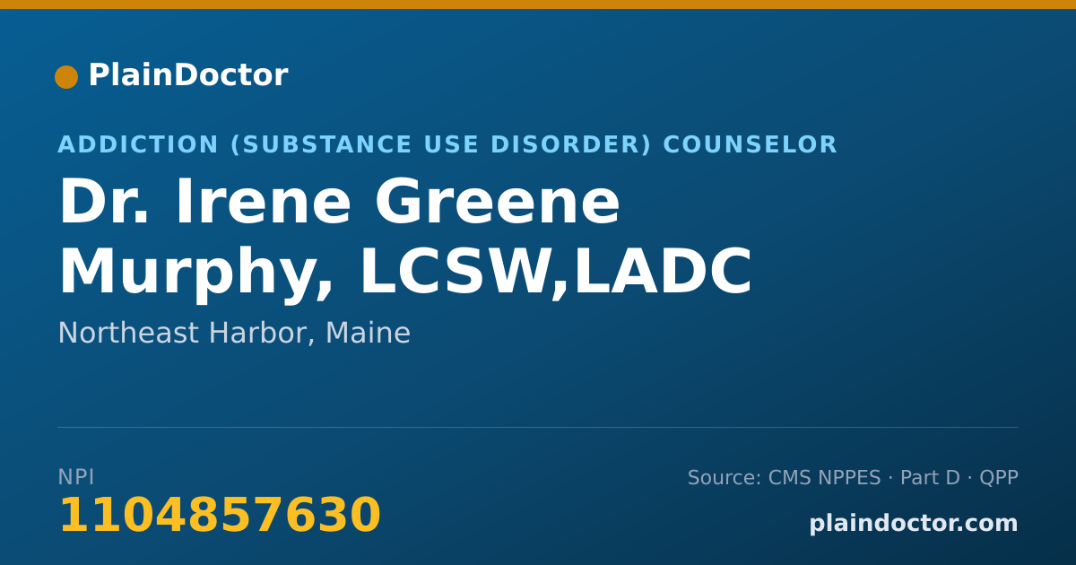 Shareable card for Irene Greene Murphy, LCSW,LADC - Addiction (Substance Use Disorder) Counselor, Northeast Harbor, ME