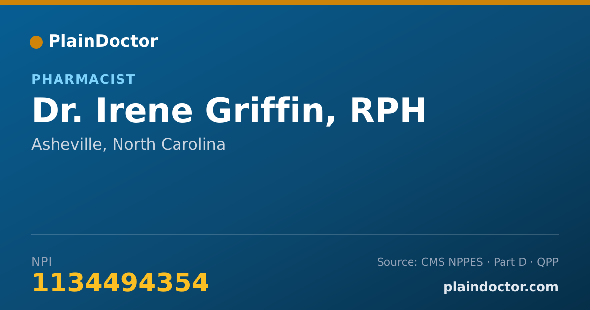 Shareable card for Irene Griffin, RPH - Pharmacist, Asheville, NC