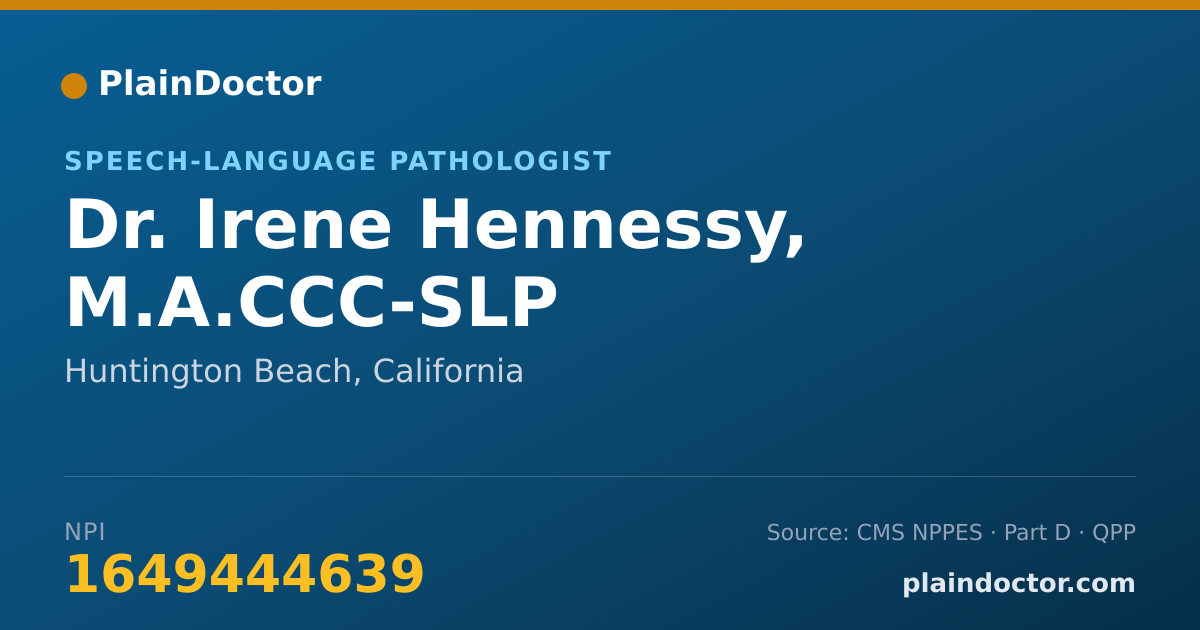 Shareable card for Irene Hennessy, M.A.CCC-SLP - Speech-Language Pathologist, Huntington Beach, CA