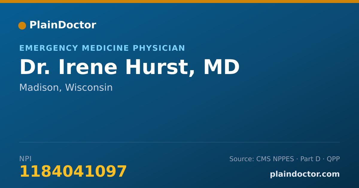 Shareable card for Irene Hurst, MD - Emergency Medicine Physician, Madison, WI