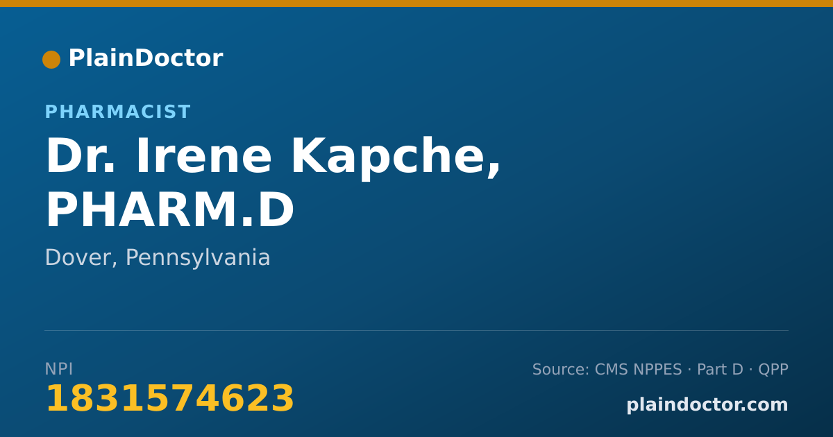 Shareable card for Irene Kapche, PHARM.D - Pharmacist, Dover, PA