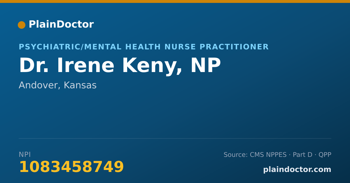Shareable card for Irene Keny, NP - Psychiatric/Mental Health Nurse Practitioner, Andover, KS