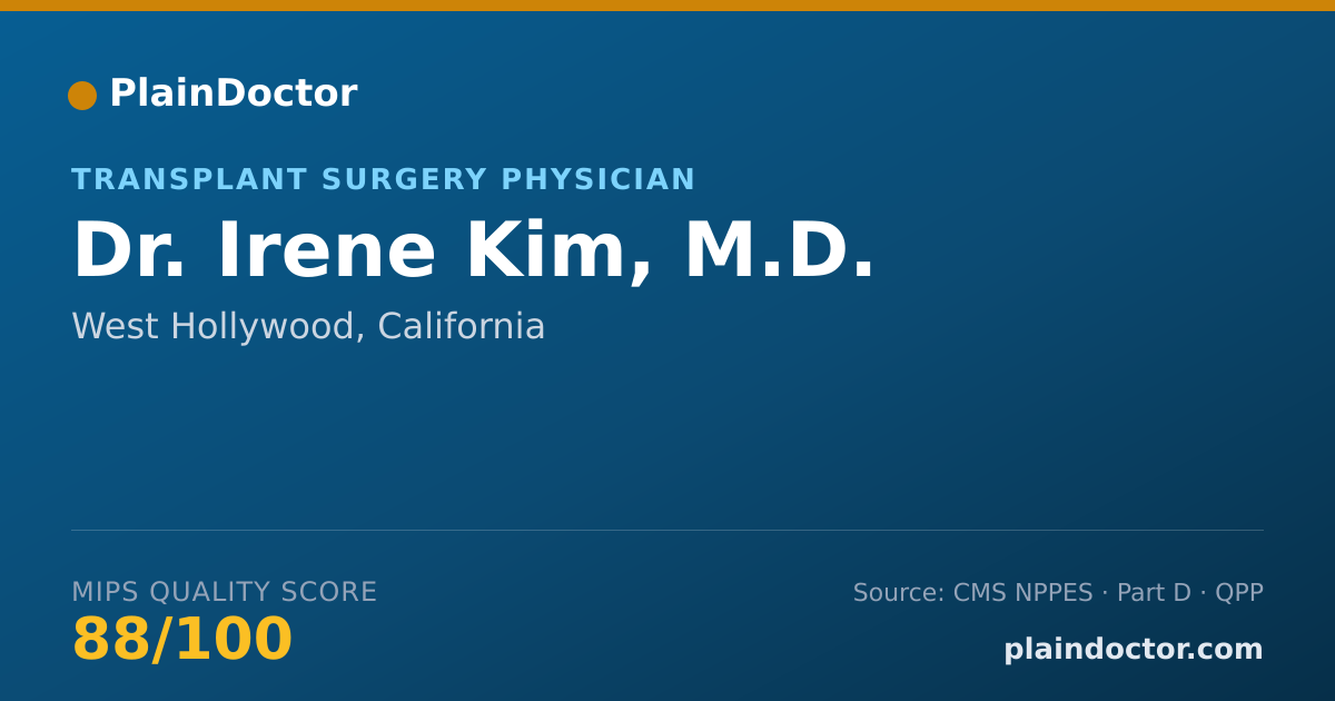 Shareable card for Irene Kim, M.D. - Transplant Surgery Physician, West Hollywood, CA