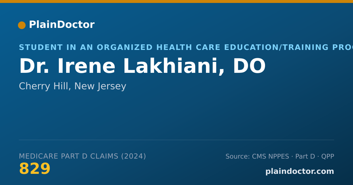 Shareable card for Irene Lakhiani, DO - Student in an Organized Health Care Education/Training Program, Cherry Hill, NJ