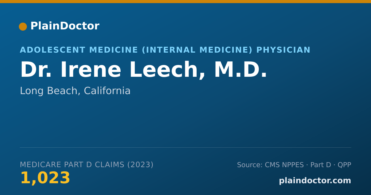 Shareable card for Irene Leech, M.D. - Adolescent Medicine (Internal Medicine) Physician, Long Beach, CA