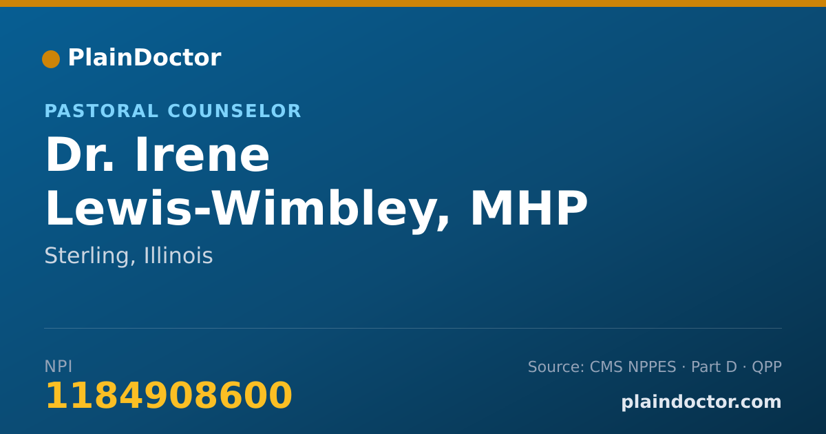 Shareable card for Irene Lewis-Wimbley, MHP - Pastoral Counselor, Sterling, IL