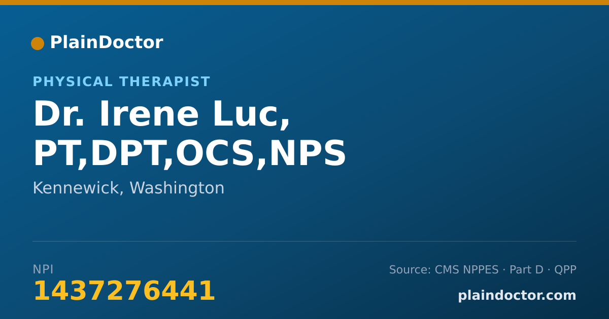 Shareable card for Irene Luc, PT,DPT,OCS,NPS - Physical Therapist, Kennewick, WA