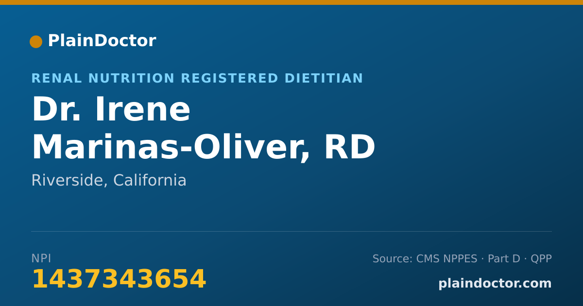 Shareable card for Irene Marinas-Oliver, RD - Renal Nutrition Registered Dietitian, Riverside, CA