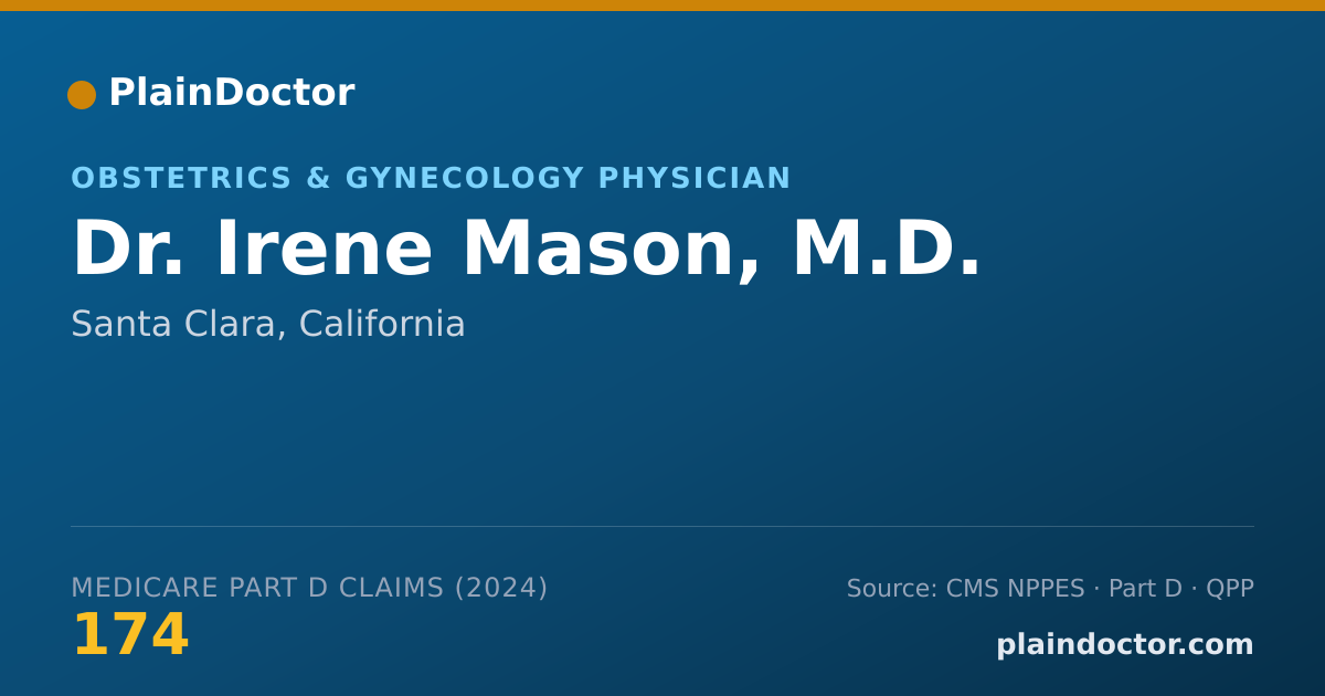 Shareable card for Irene Mason, M.D. - Obstetrics & Gynecology Physician, Santa Clara, CA