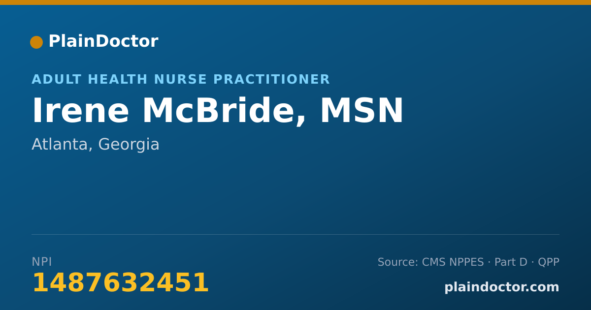 Shareable card for Irene McBride, MSN - Adult Health Nurse Practitioner, Atlanta, GA