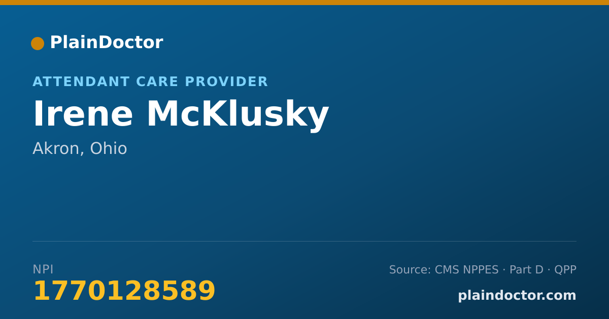 Shareable card for Irene McKlusky - Attendant Care Provider, Akron, OH
