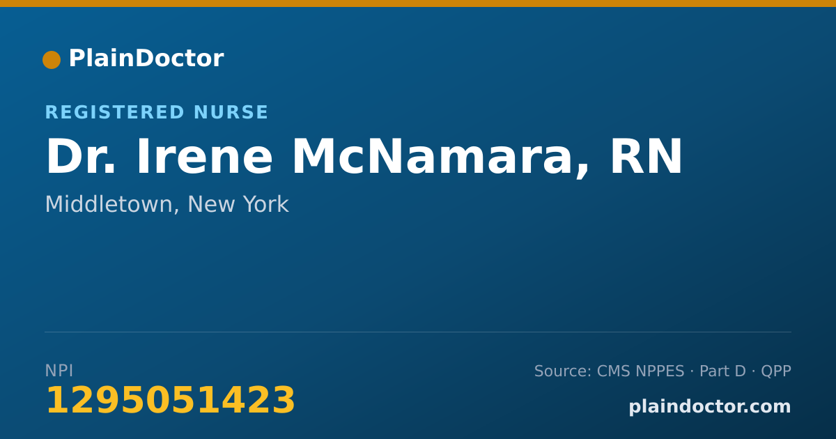 Shareable card for Irene McNamara, RN - Registered Nurse, Middletown, NY